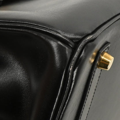 Hermes Black Box Calf Birkin 35 Handbag