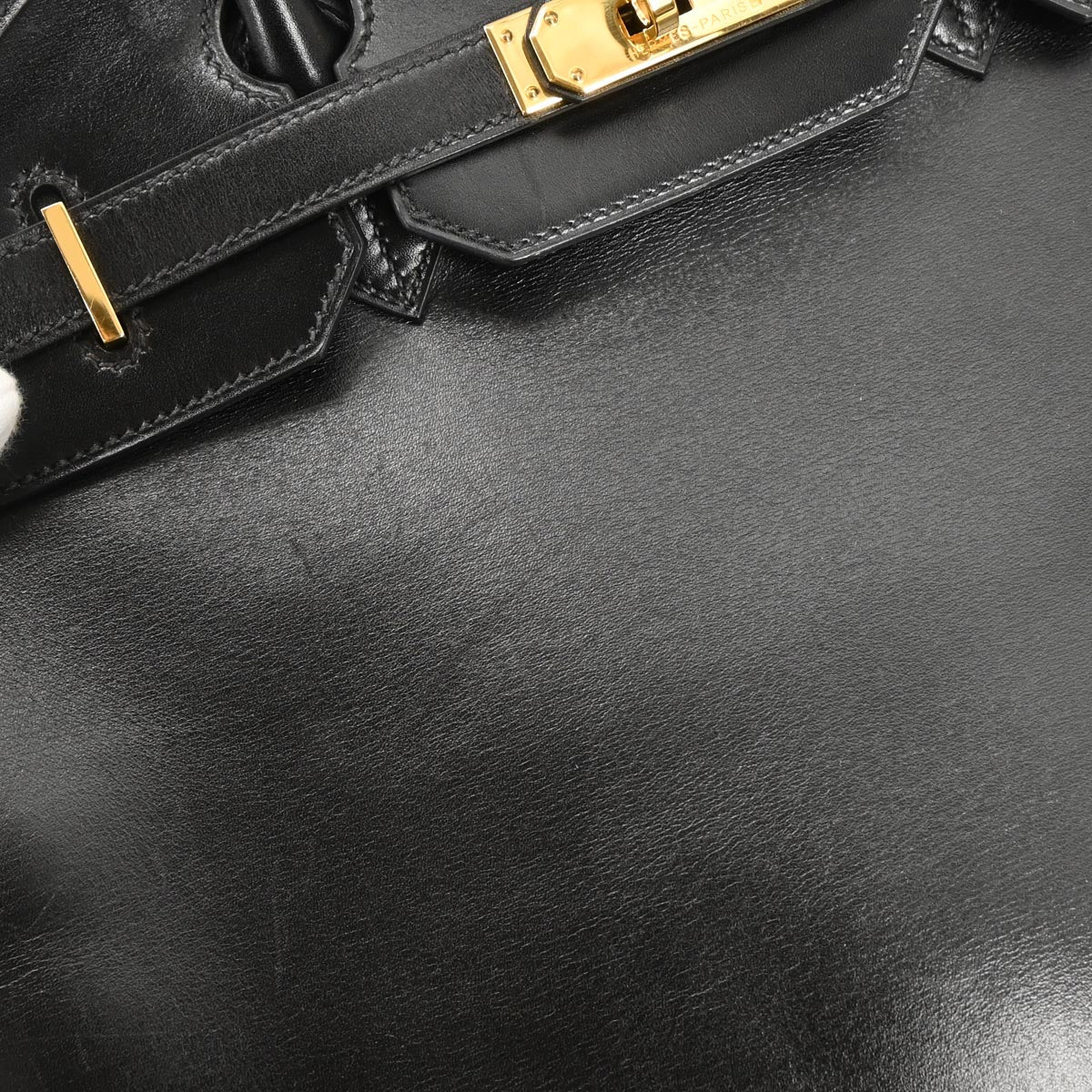 Hermes Black Box Calf Birkin 35 Handbag