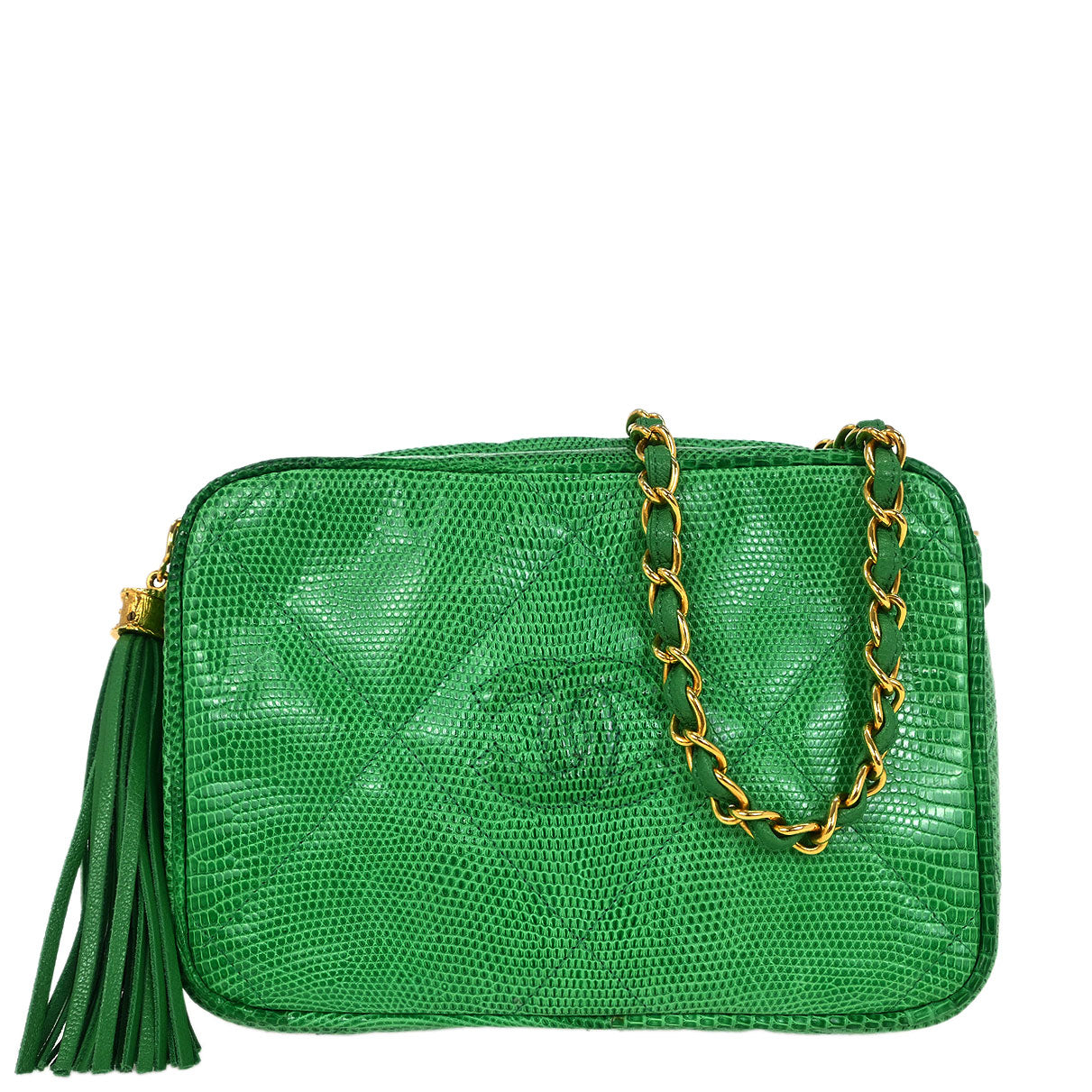 Chanel * 1986-1988 Green Lizard Camera Bag Mini