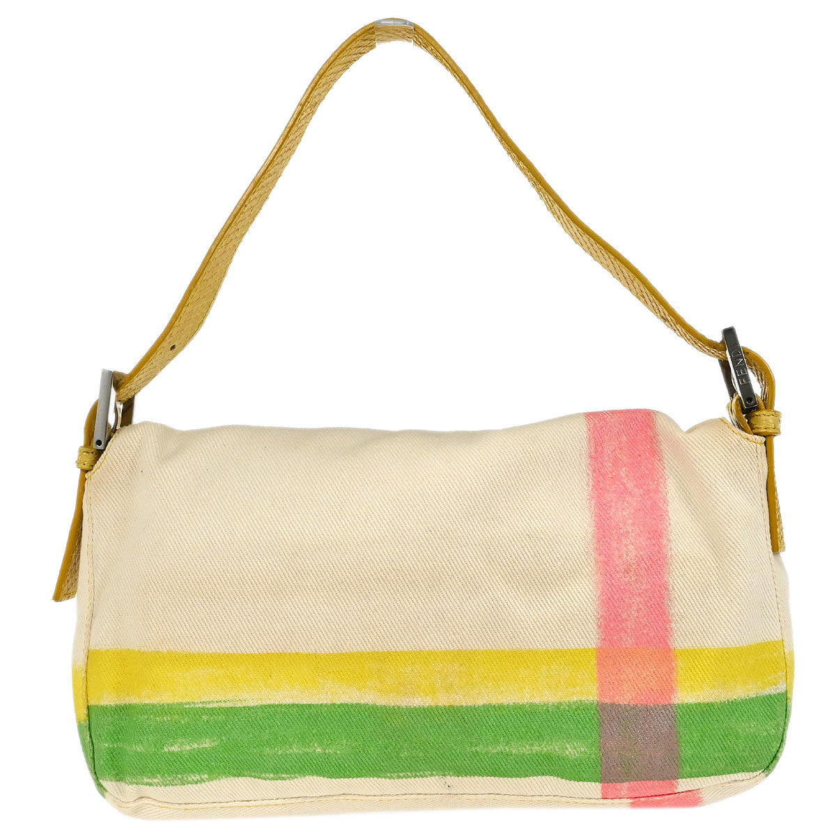 Fendi * White Yellow Baguette Handbag