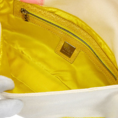 Fendi * White Yellow Baguette Handbag