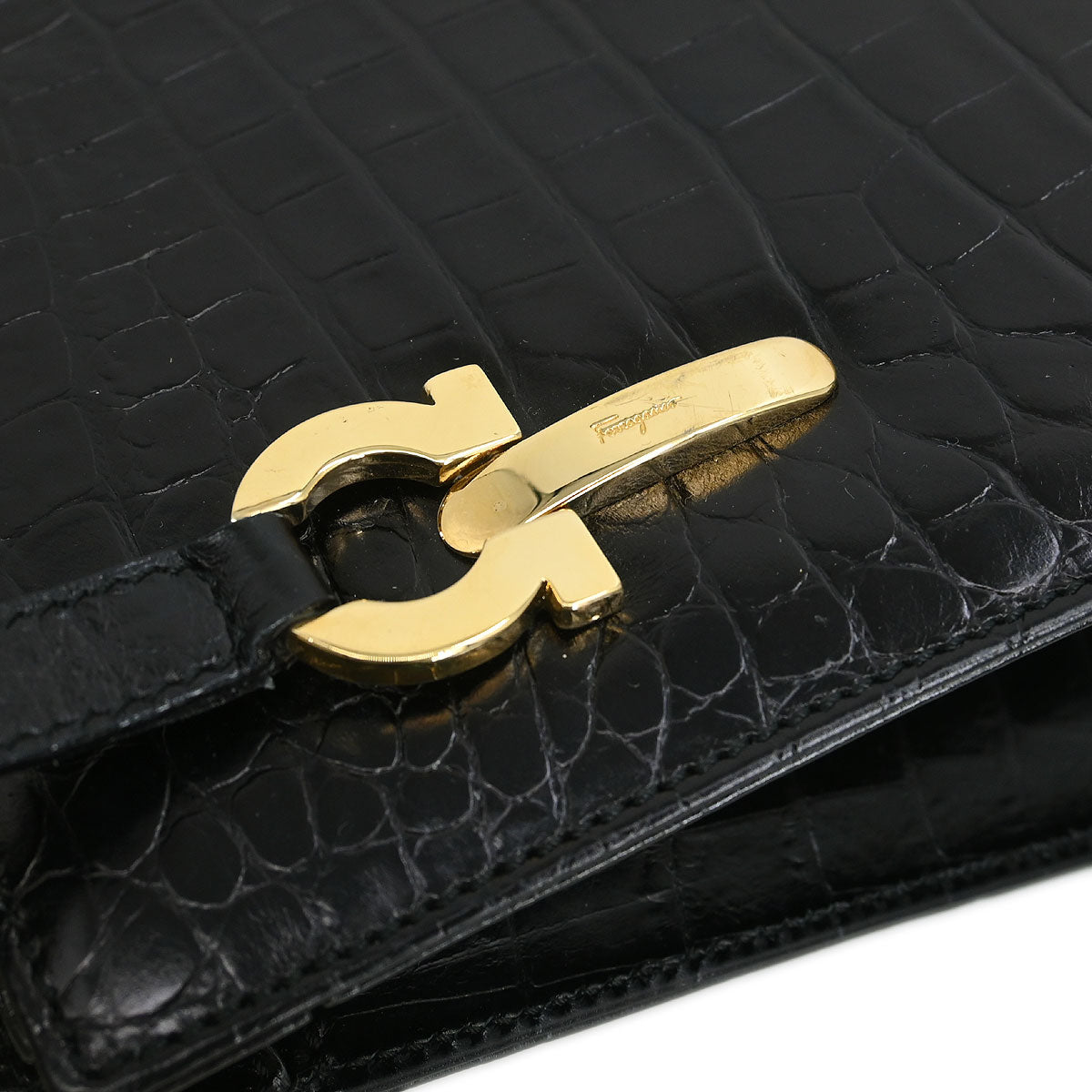 Salvatore Ferragamo * Black Gancini Shoulder Bag