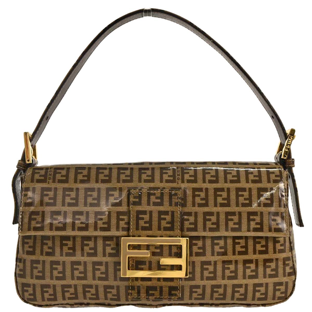 Fendi Brown PVC Zucchino Baguette Handbag