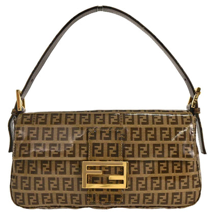 Fendi Brown PVC Zucchino Baguette Handbag