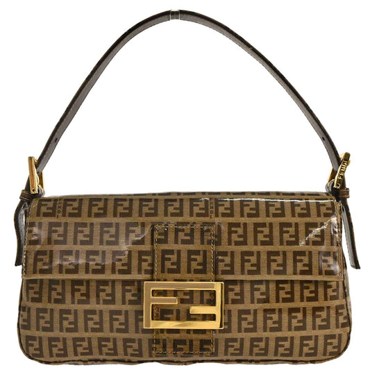 Fendi Brown PVC Zucchino Baguette Handbag