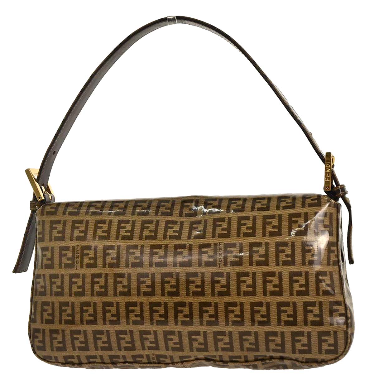 Fendi Brown PVC Zucchino Baguette Handbag