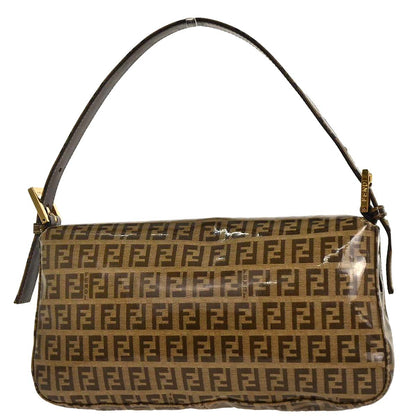 Fendi Brown PVC Zucchino Baguette Handbag