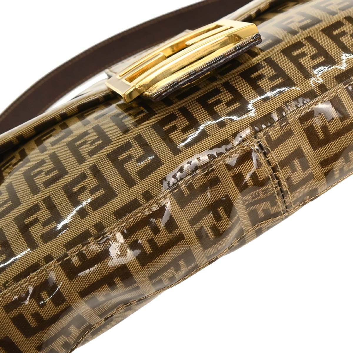 Fendi Brown PVC Zucchino Baguette Handbag