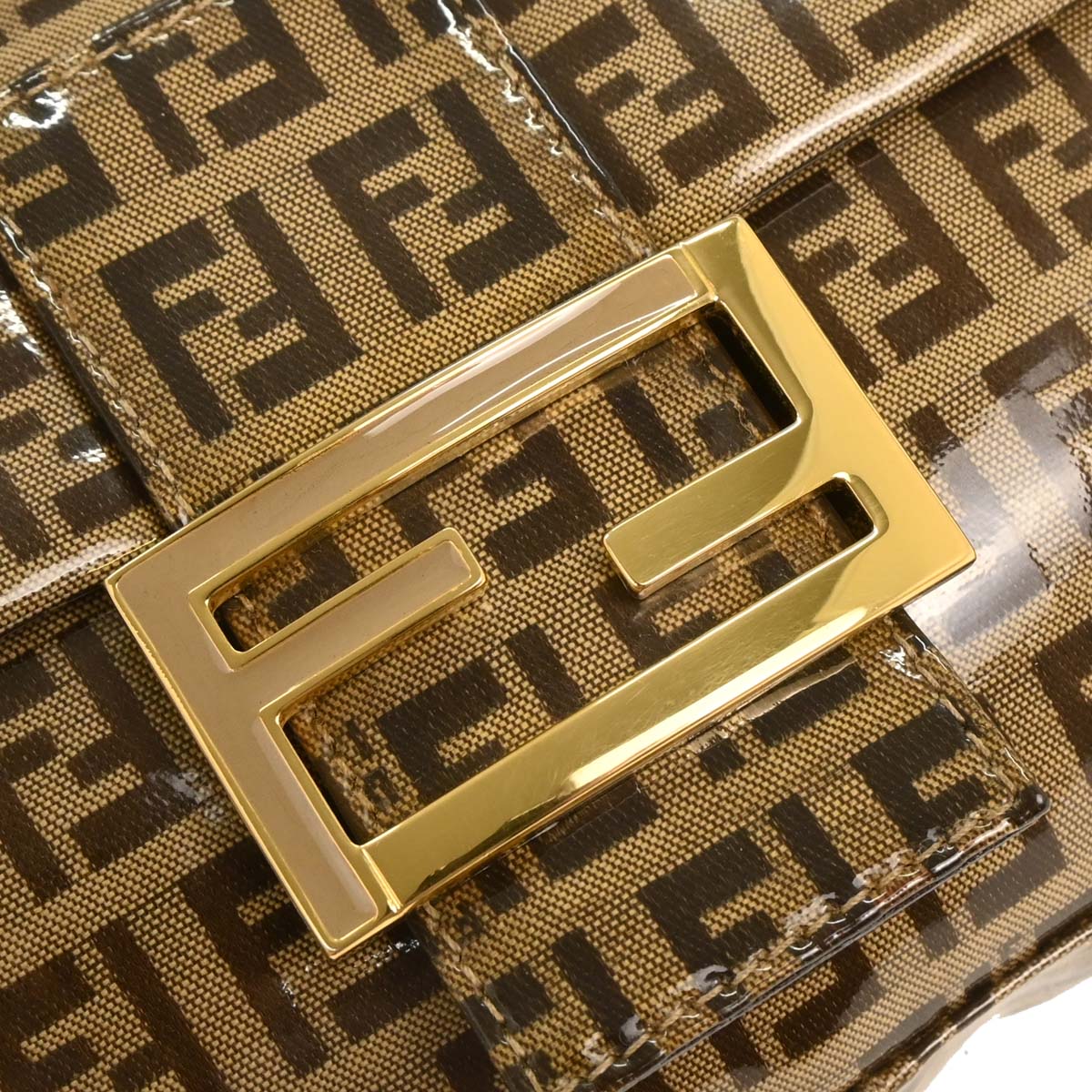 Fendi Brown PVC Zucchino Baguette Handbag