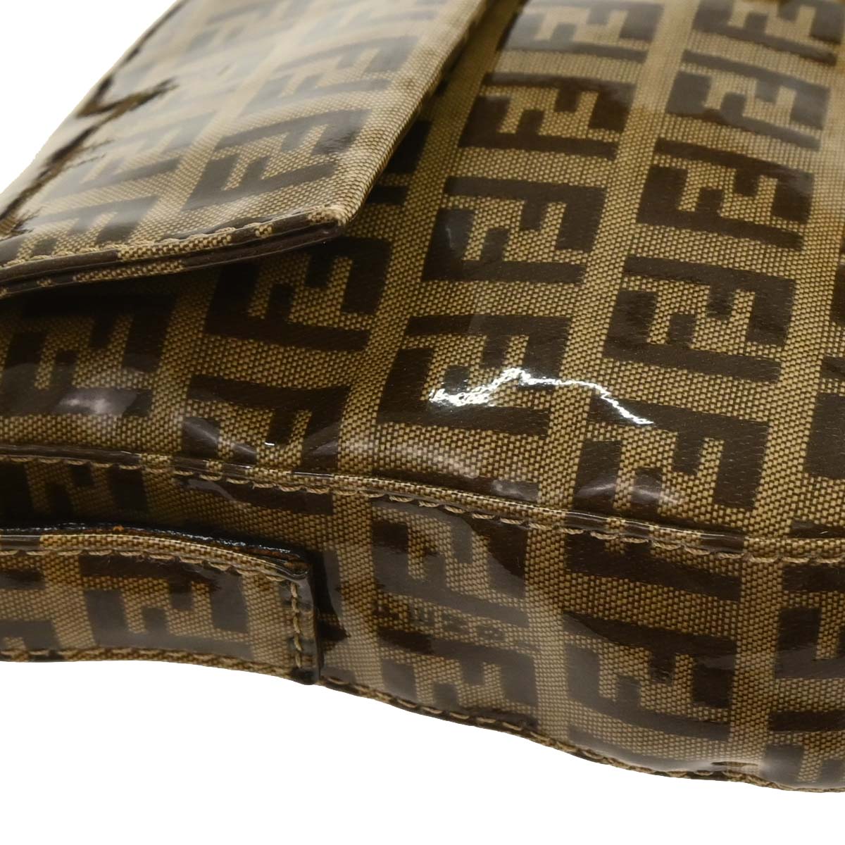 Fendi Brown PVC Zucchino Baguette Handbag