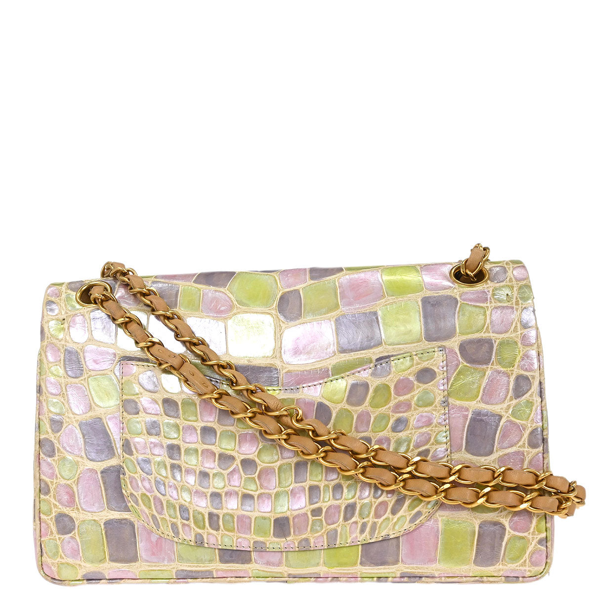 Chanel * 2000-2002 Pastel Color Crocodile Medium Classic Double Flap Bag