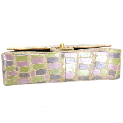 Chanel * 2000-2002 Pastel Color Crocodile Medium Classic Double Flap Bag