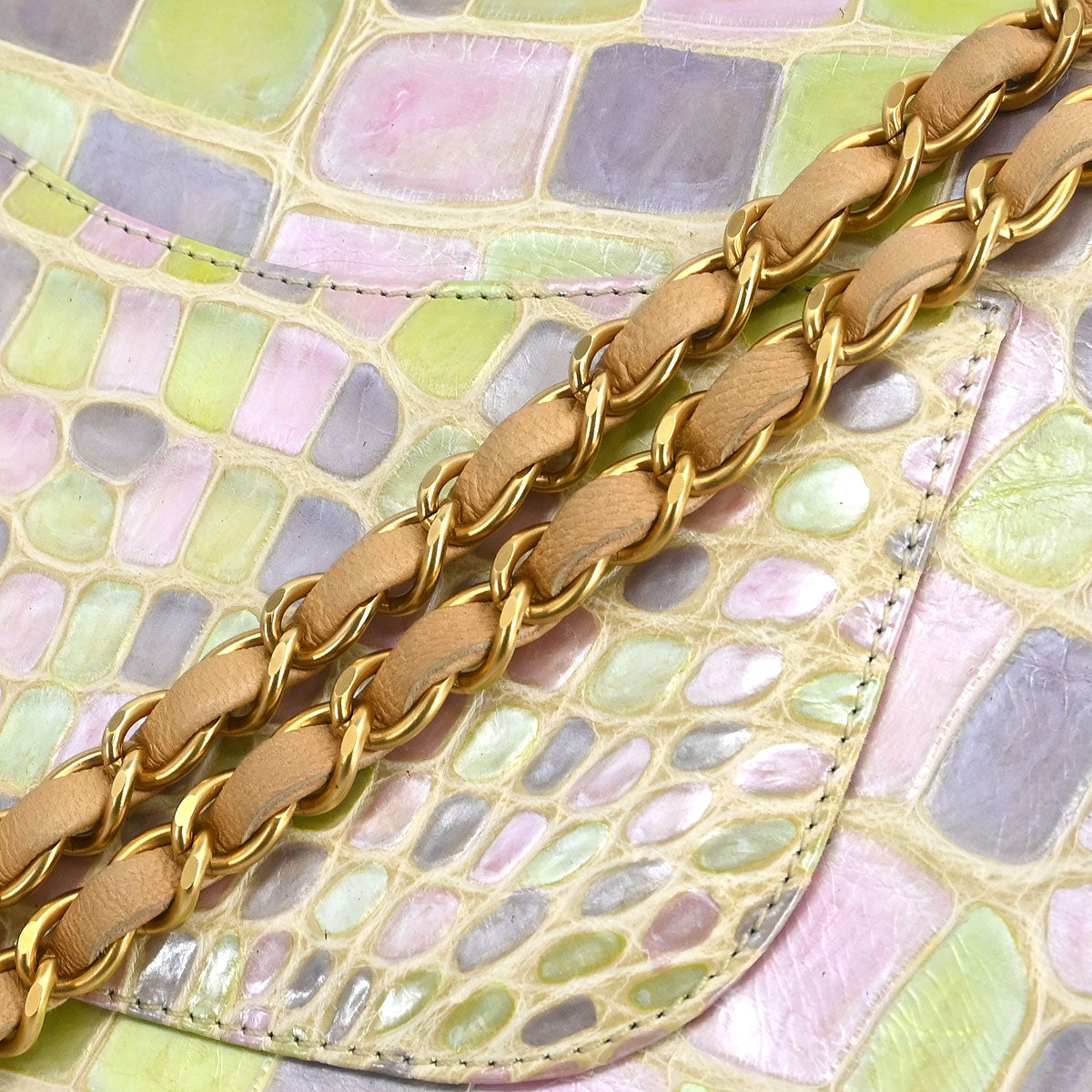 Chanel * 2000-2002 Pastel Color Crocodile Medium Classic Double Flap Bag