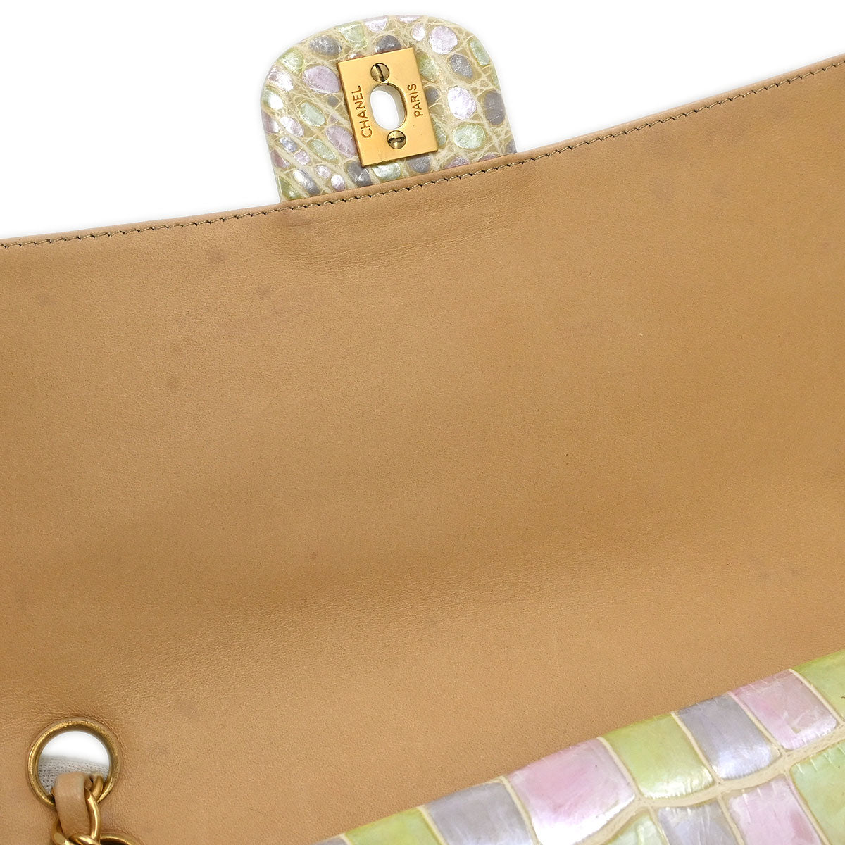 Chanel * 2000-2002 Pastel Color Crocodile Medium Classic Double Flap Bag