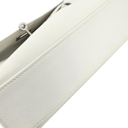 Hermes White Evergrain Kelly Pochette Handbag