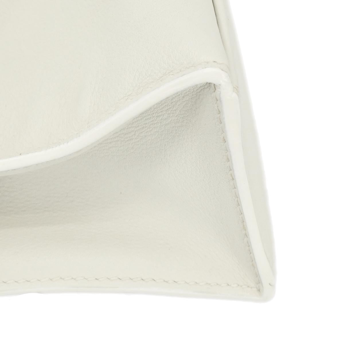 Hermes White Evergrain Kelly Pochette Handbag