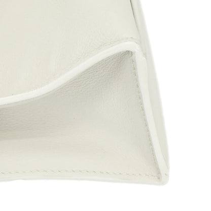 Hermes White Evergrain Kelly Pochette Handbag