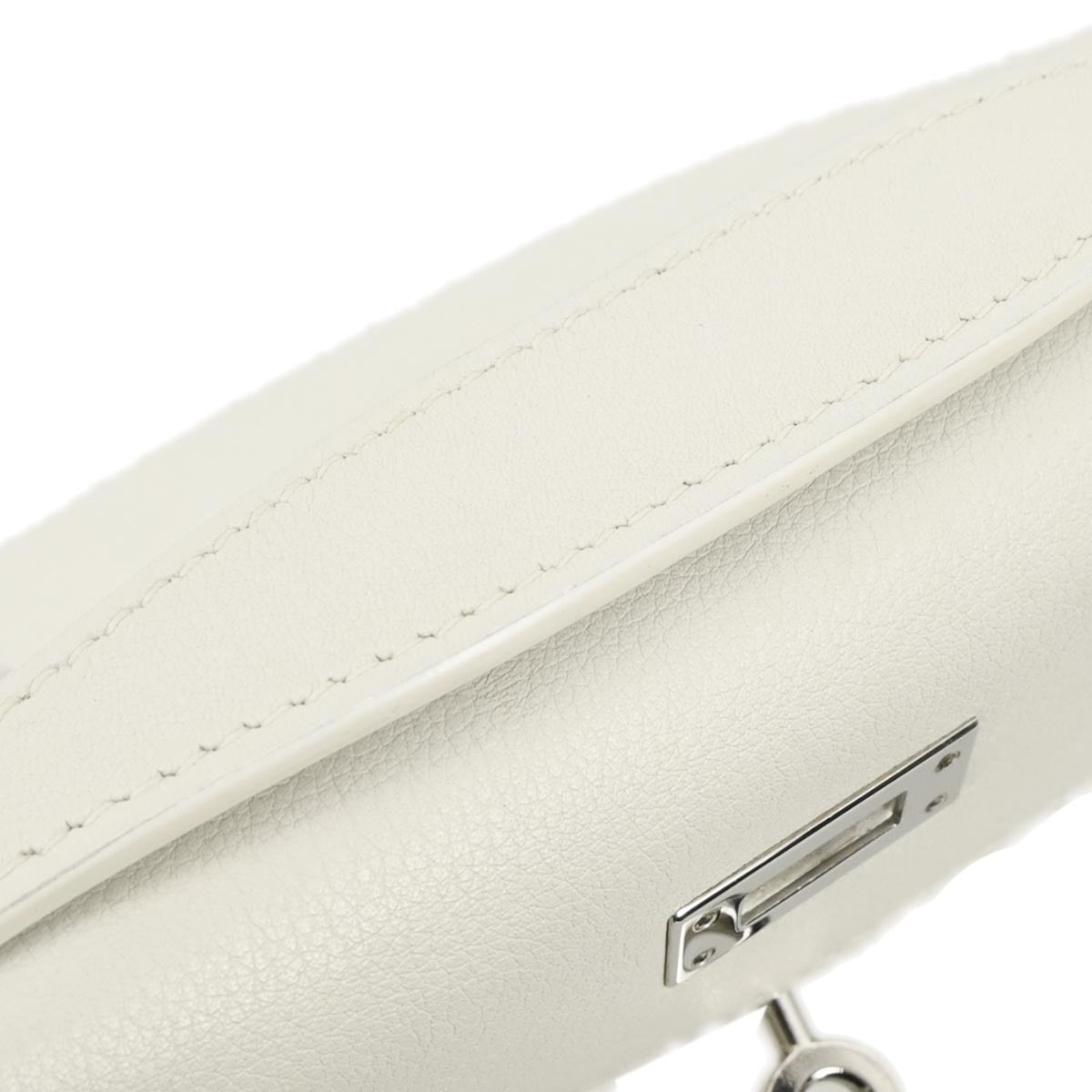 Hermes White Evergrain Kelly Pochette Handbag