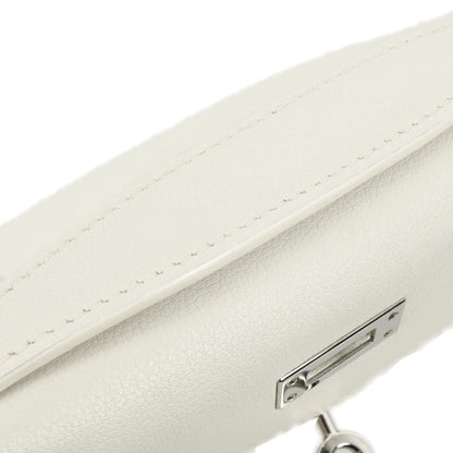 Hermes White Evergrain Kelly Pochette Handbag
