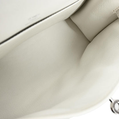 Hermes White Evergrain Kelly Pochette Handbag