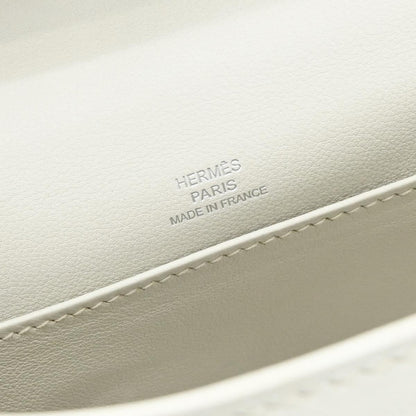 Hermes White Evergrain Kelly Pochette Handbag