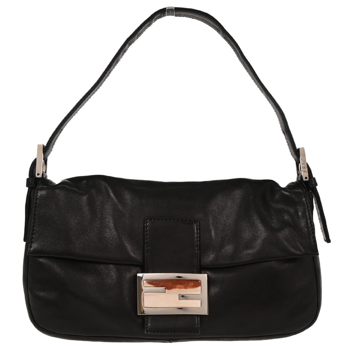 Fendi Black Lambskin Baguette Handbag