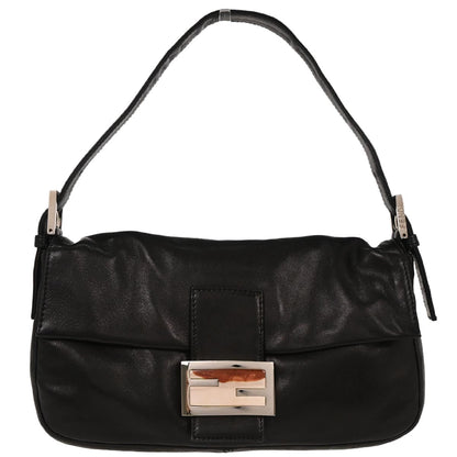 Fendi Black Lambskin Baguette Handbag