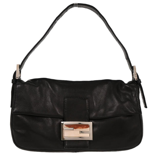 Fendi Black Lambskin Baguette Handbag