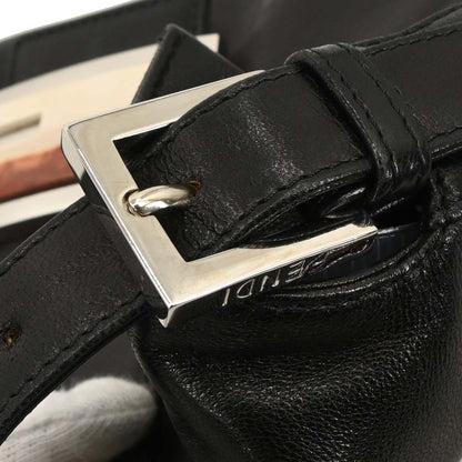 Fendi Black Lambskin Baguette Handbag