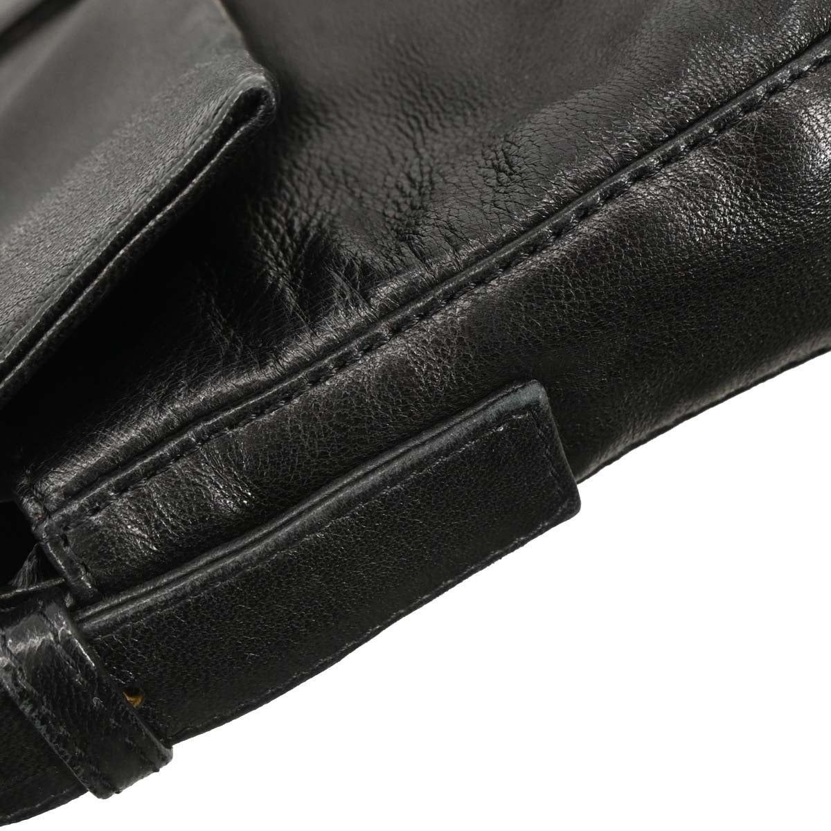 Fendi Black Lambskin Baguette Handbag