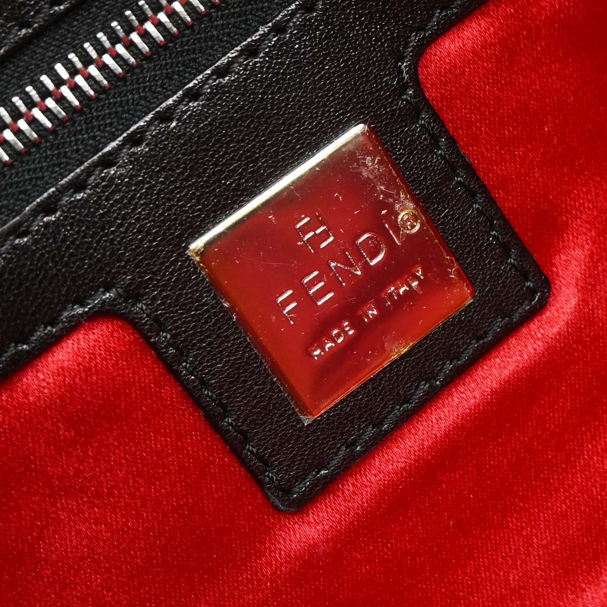 Fendi Black Lambskin Baguette Handbag