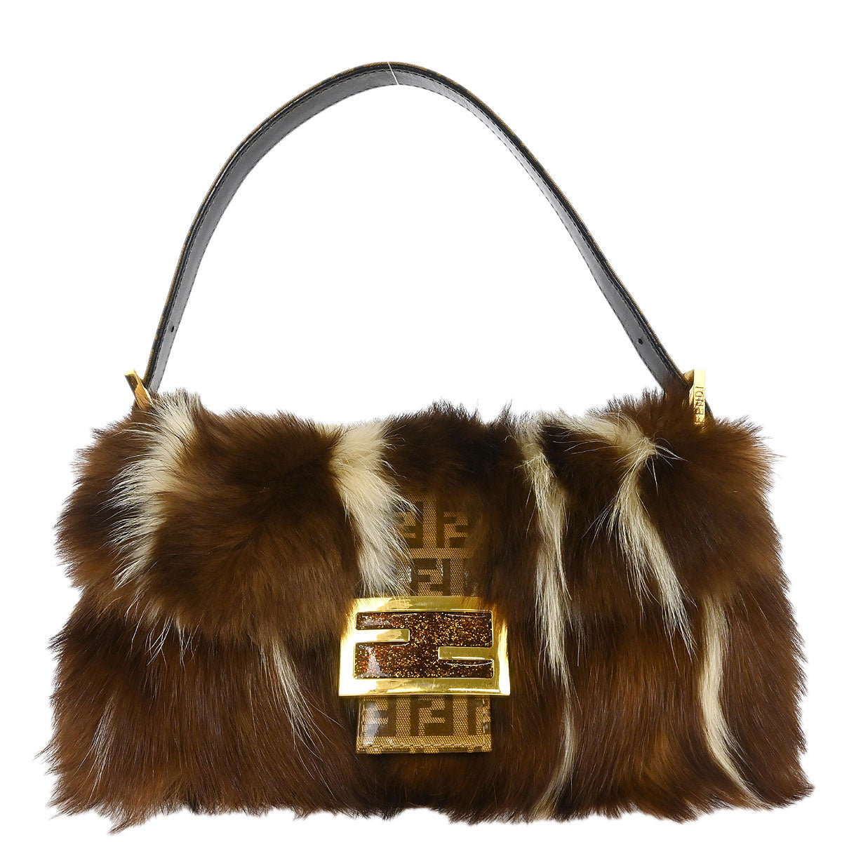 Fendi * Brown Fur Zucchino Baguette Handbag
