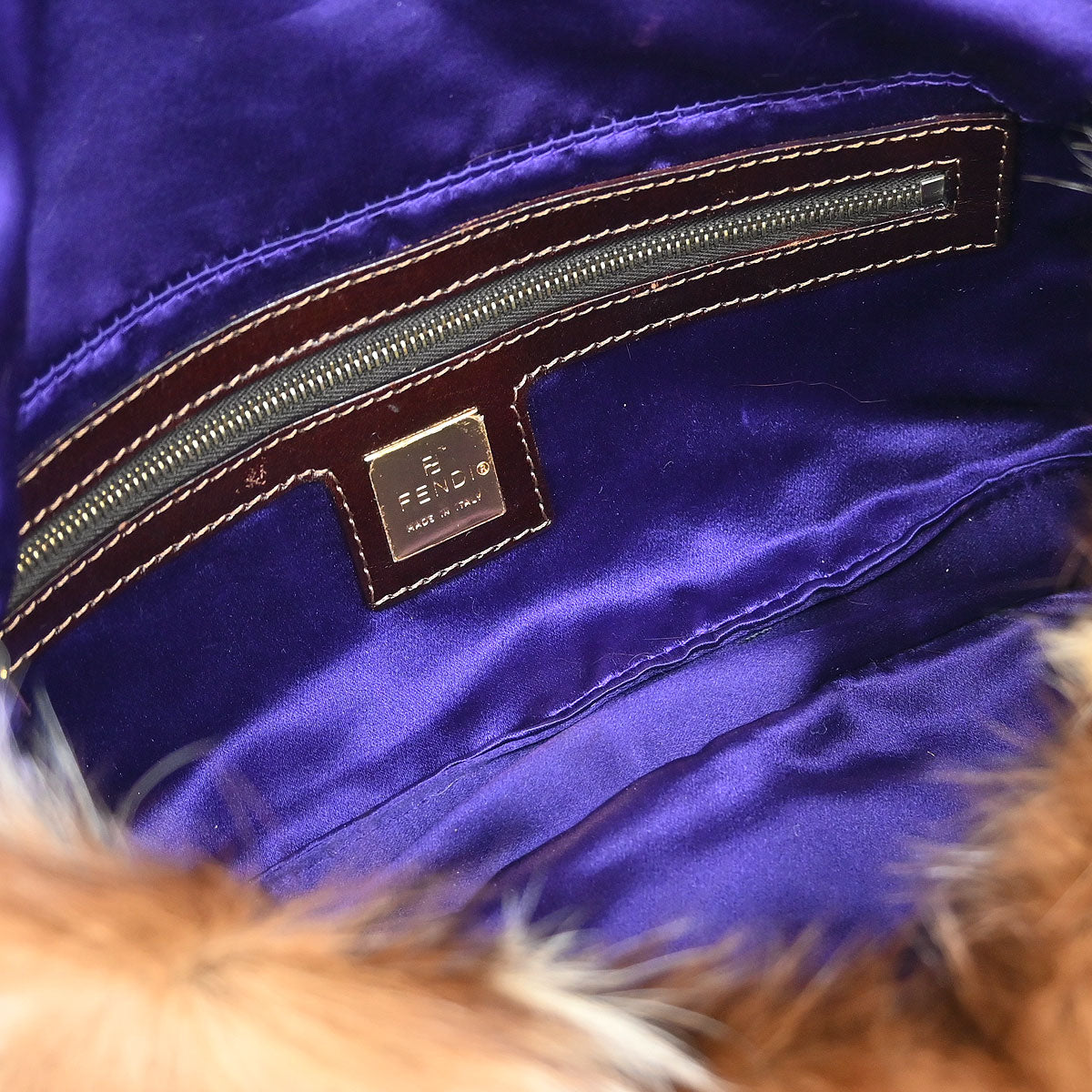 Fendi * Brown Fur Zucchino Baguette Handbag
