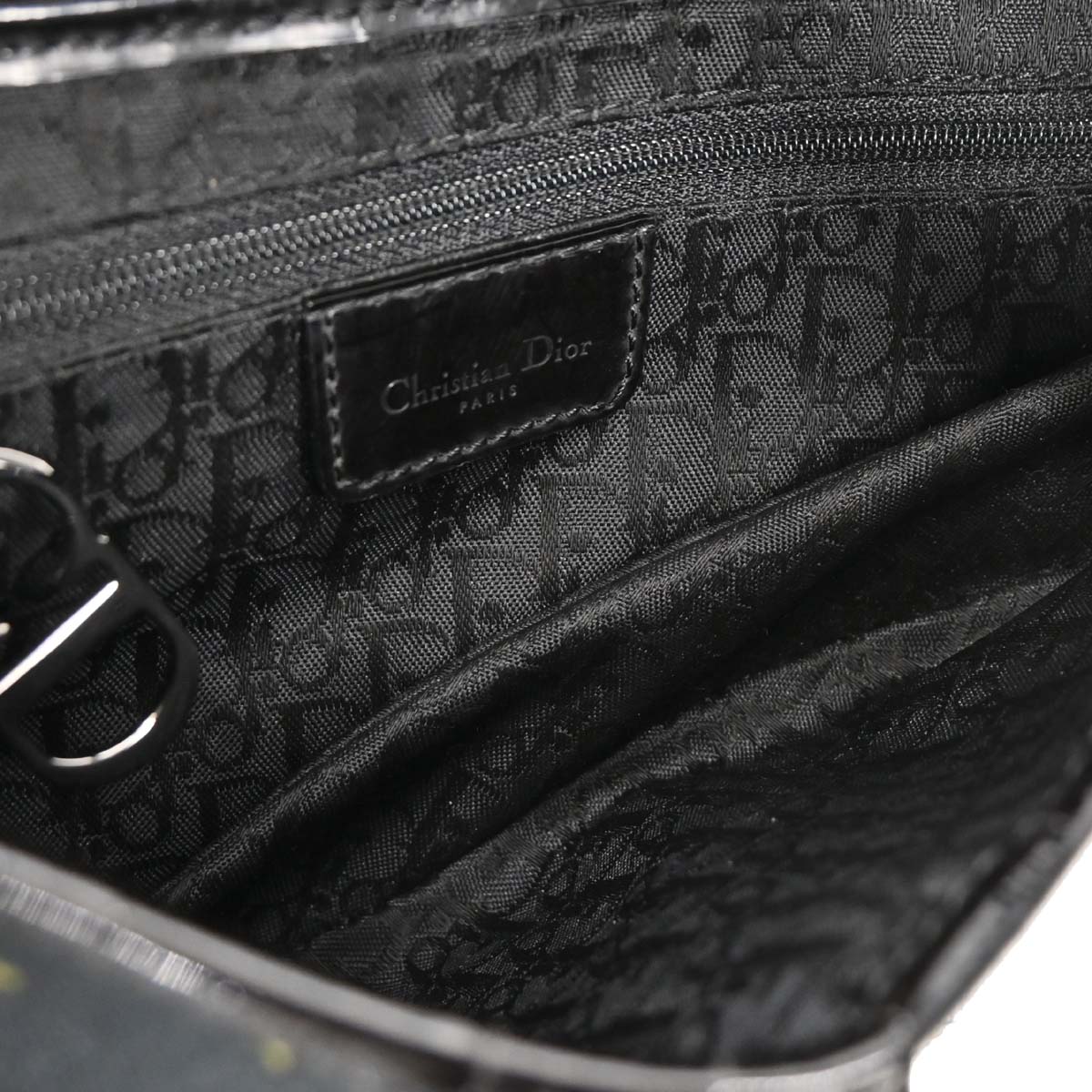 Christian Dior Black Floral Saddle Handbag