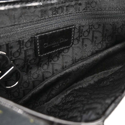 Christian Dior Black Floral Saddle Handbag