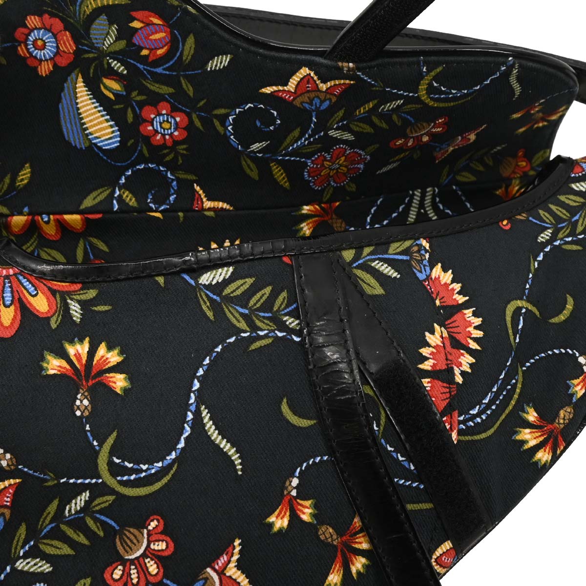Christian Dior Black Floral Saddle Handbag