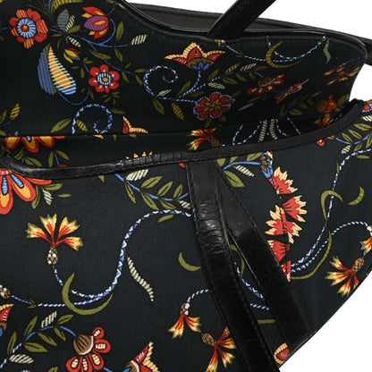 Christian Dior Black Floral Saddle Handbag