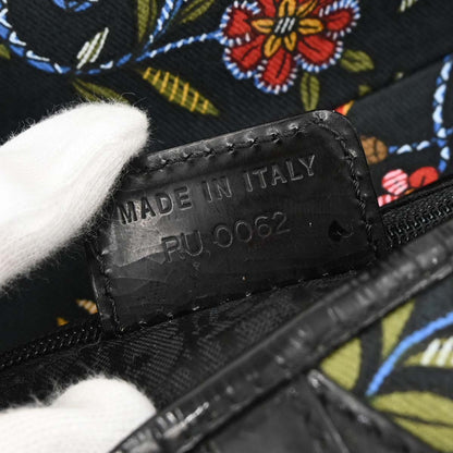 Christian Dior Black Floral Saddle Handbag