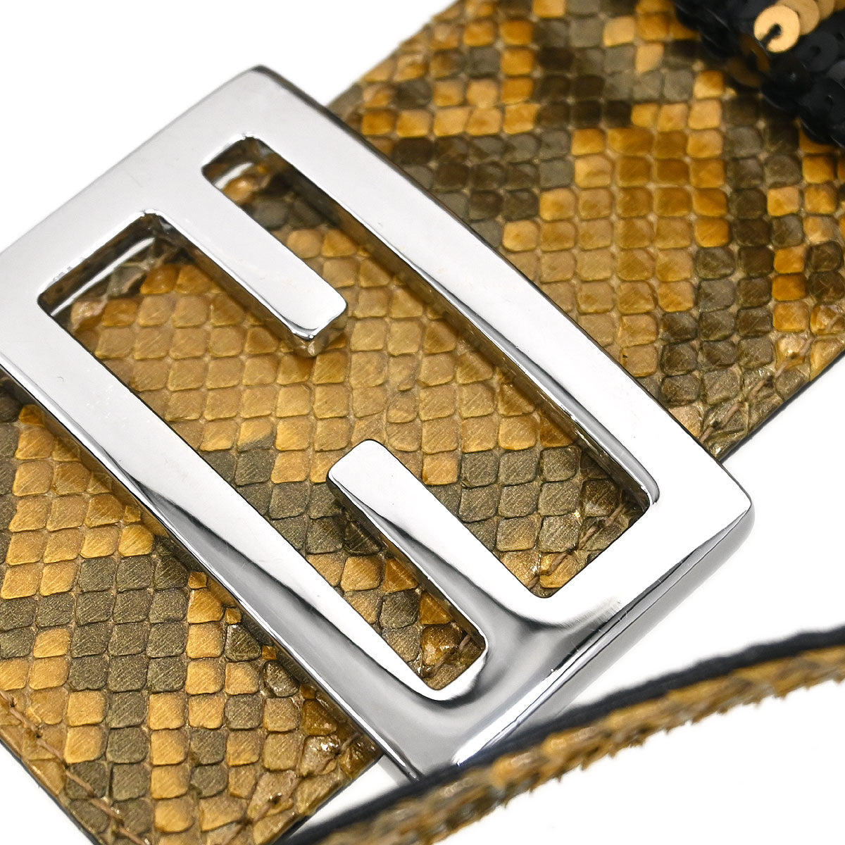 Fendi * Gold Black Sequins Zucca Mamma Baguette