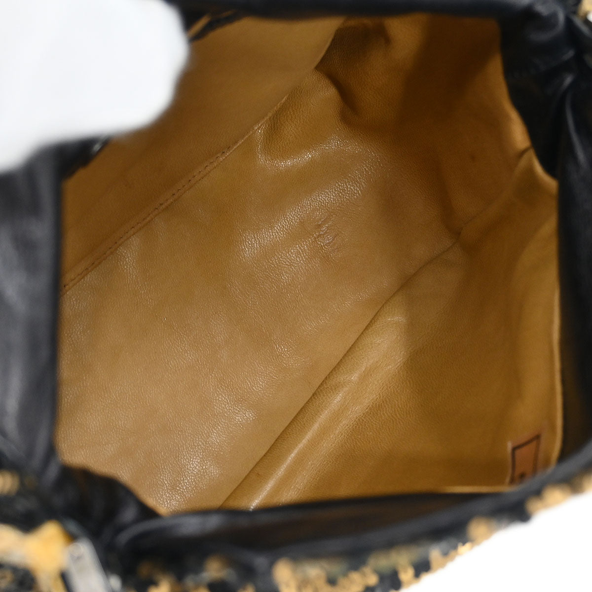 Fendi * Gold Black Sequins Zucca Mamma Baguette