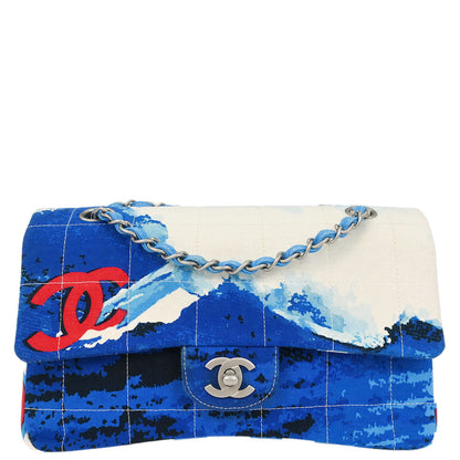 Chanel * 2002-2003 Blue Canvas Surf Line Choco Bar Shoulder Bag