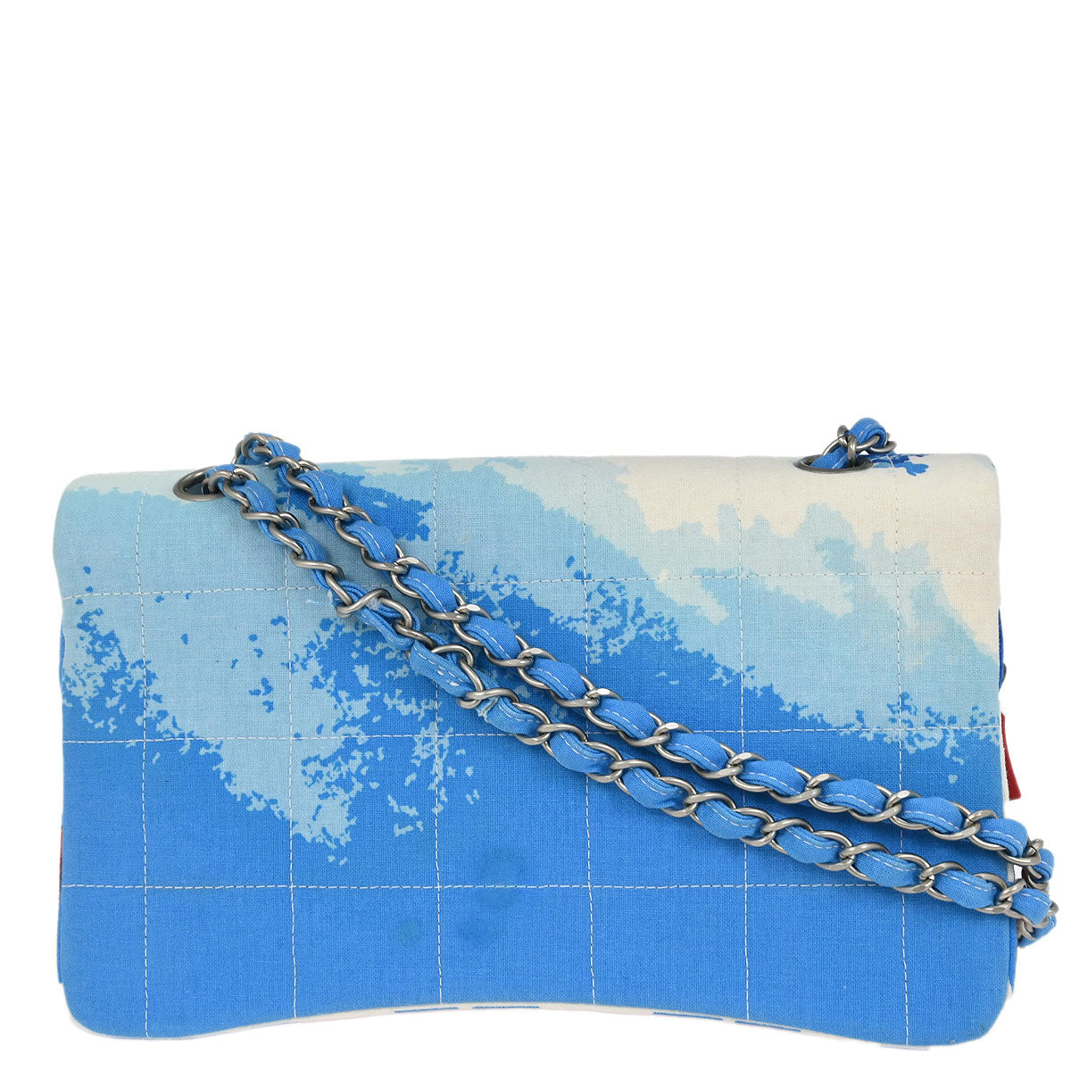 Chanel * 2002-2003 Blue Canvas Surf Line Choco Bar Shoulder Bag