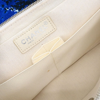 Chanel * 2002-2003 Blue Canvas Surf Line Choco Bar Shoulder Bag