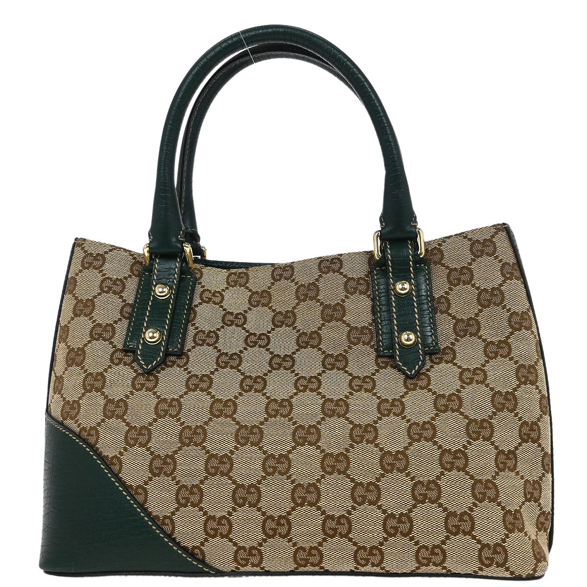 Gucci Brown Green Horsebit GG Tote Bag
