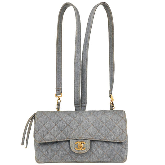 Chanel 1996-1997 Light Blue Denim Backpack