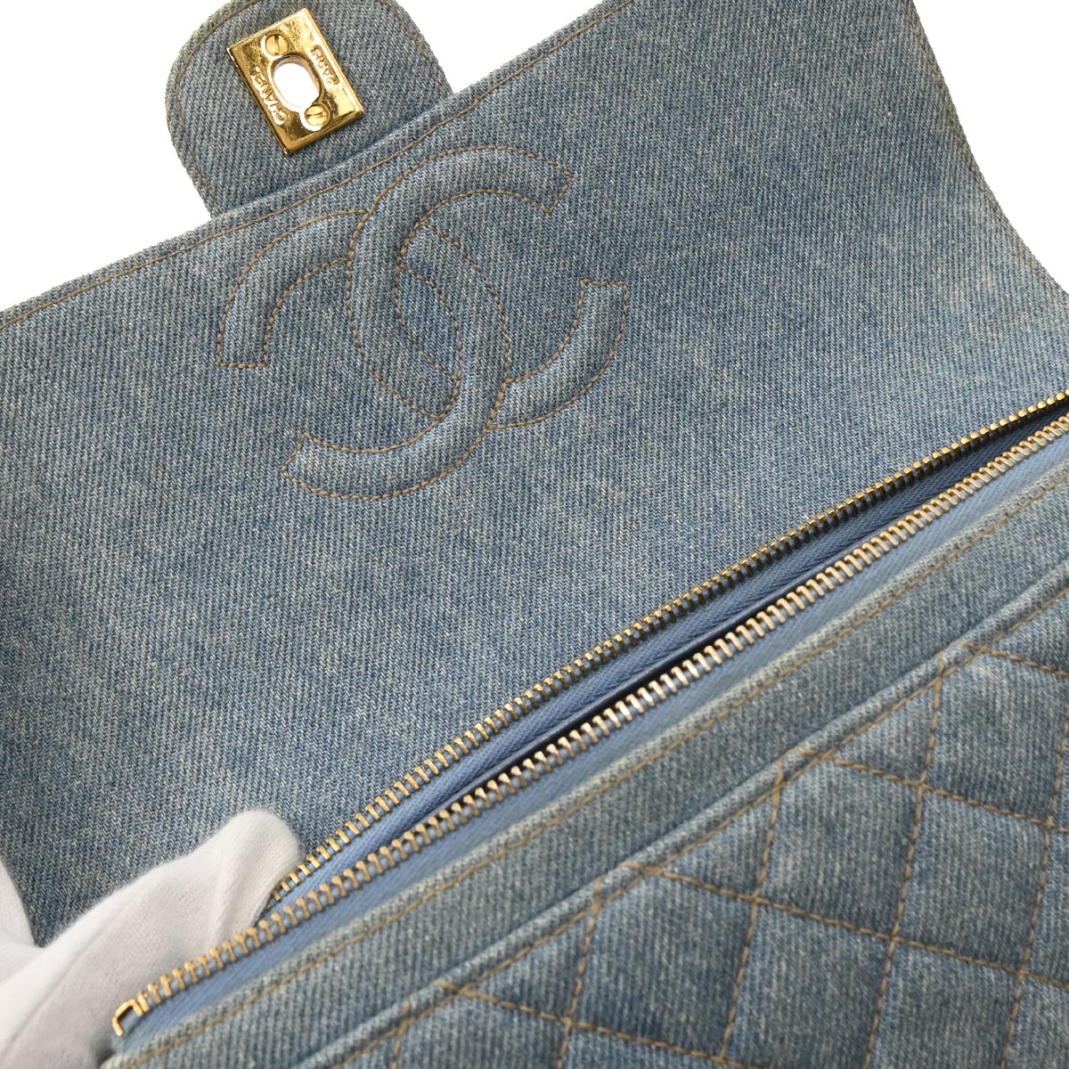 Chanel 1996-1997 Light Blue Denim Backpack