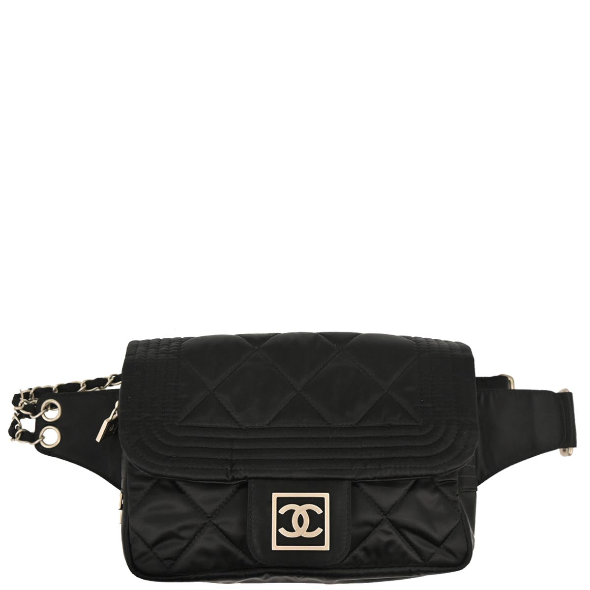 Chanel 2005-2006 Black Satin Sport Line Waist Bum Bag