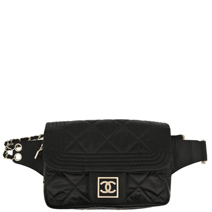 Chanel 2005-2006 Black Satin Sport Line Waist Bum Bag