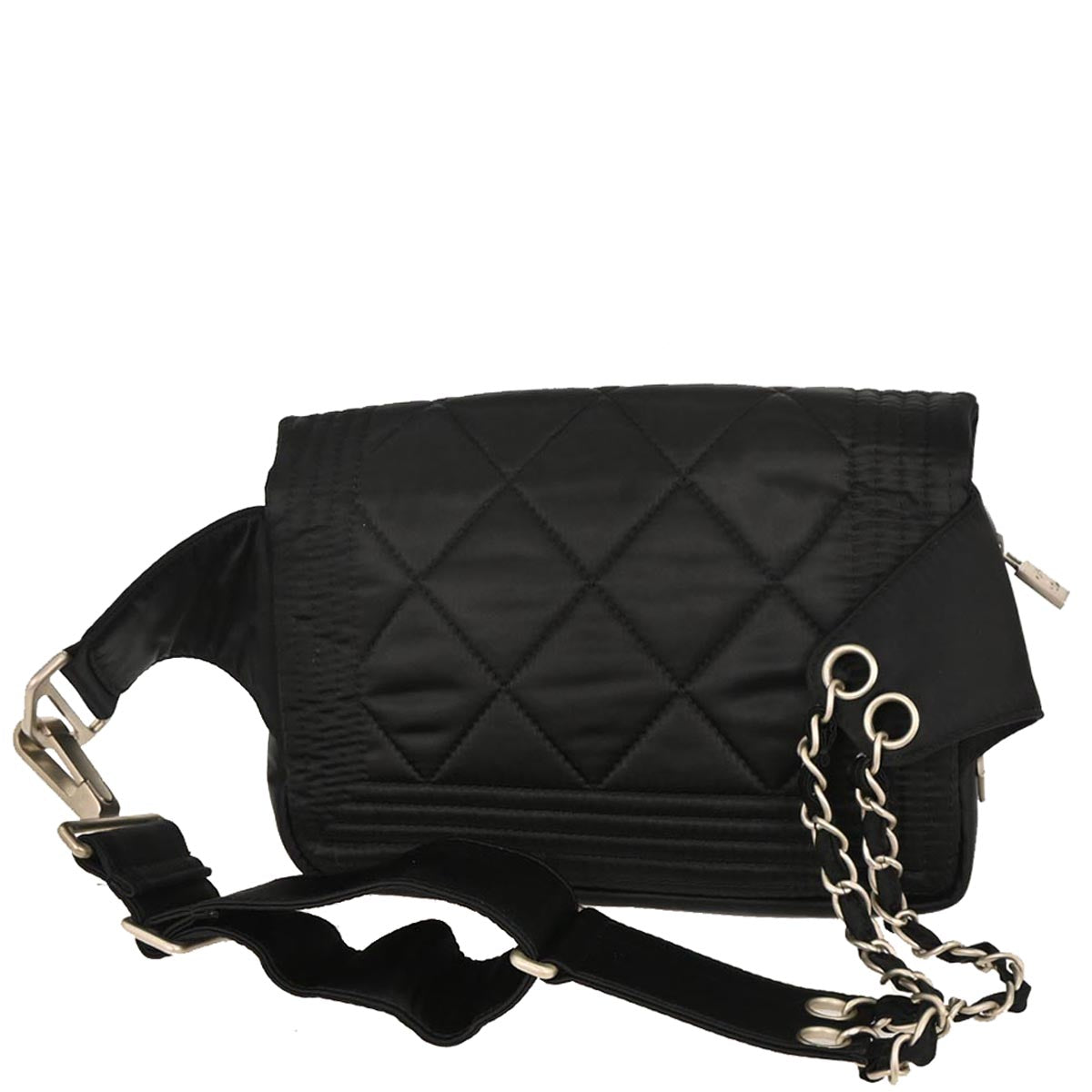 Chanel 2005-2006 Black Satin Sport Line Waist Bum Bag