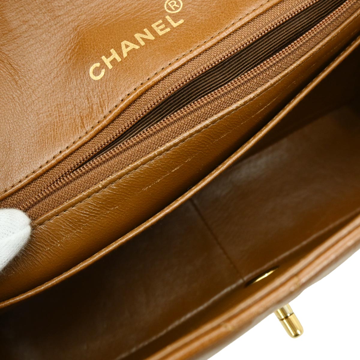 Chanel 1989-1991 Brown Lambskin Shoulder Bag